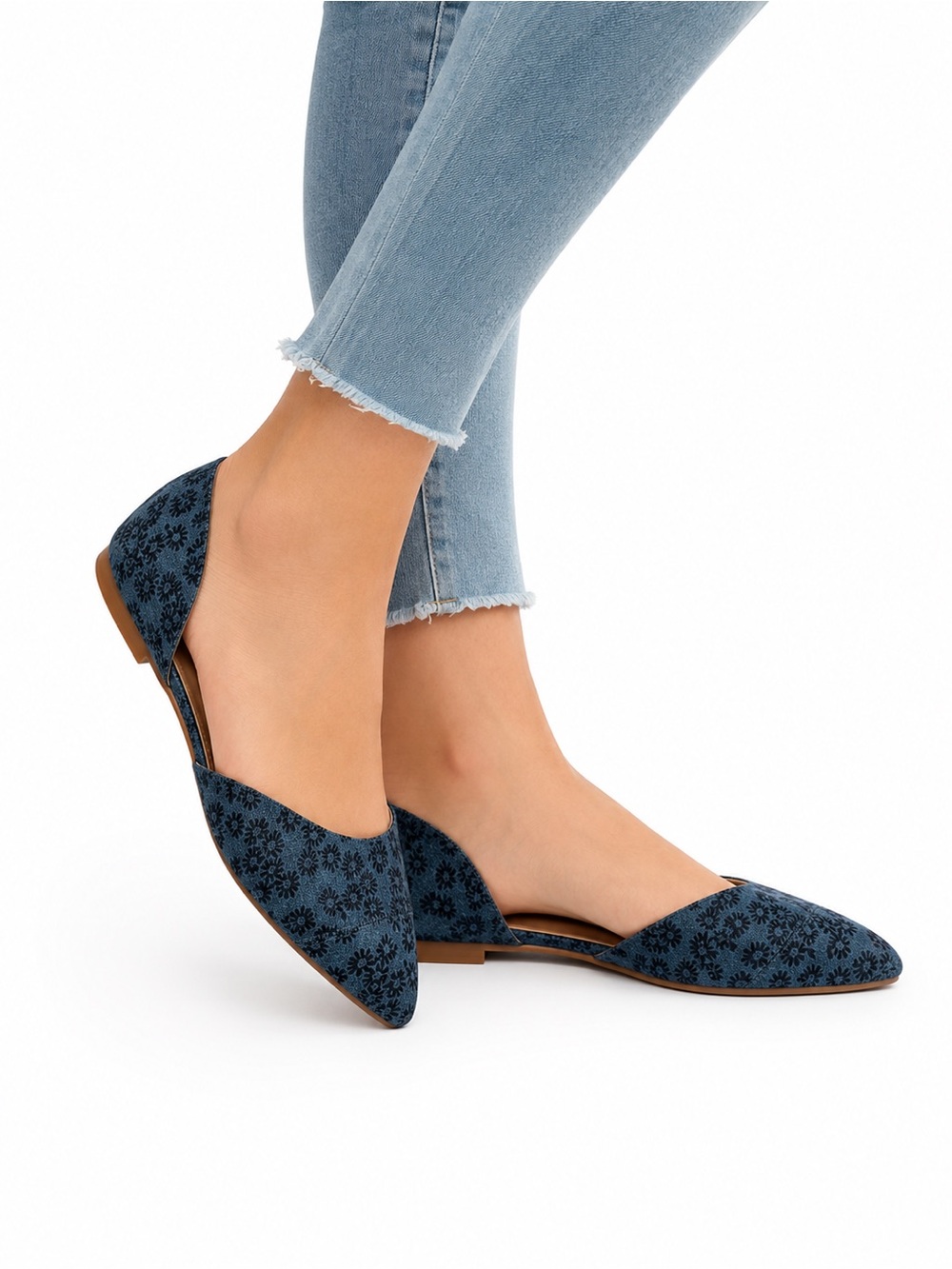 Tommy Hilfiger Navy Floral Pointed D'Orsay Flats
